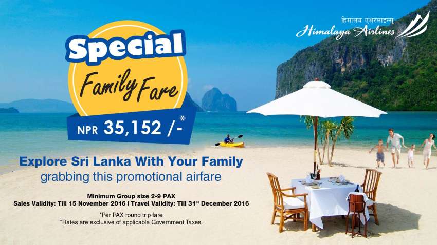 Himalaya Airlines’ offers special family airfare to Colombo.