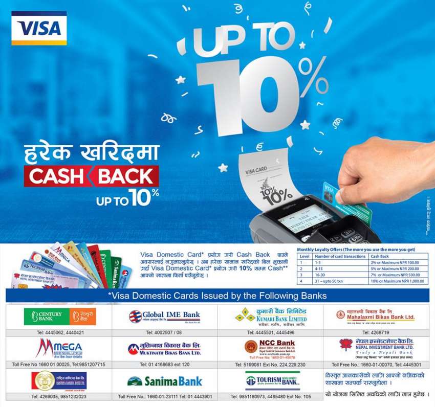 NIBL and its Visa Associates Announce up to 10% Cash Back Offer