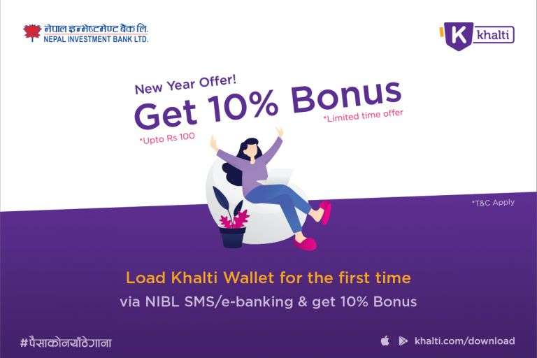 Khalti’s 10 Percent Bonus Offer for NIBL Customers