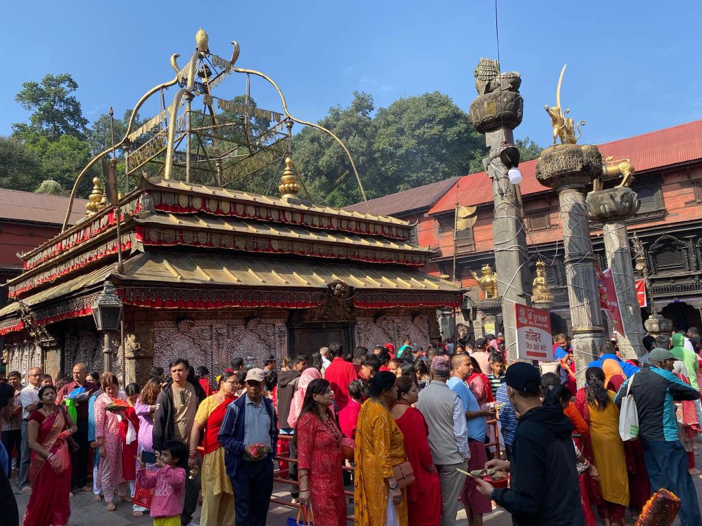 devotees gather at various shrines of the country to perform worship