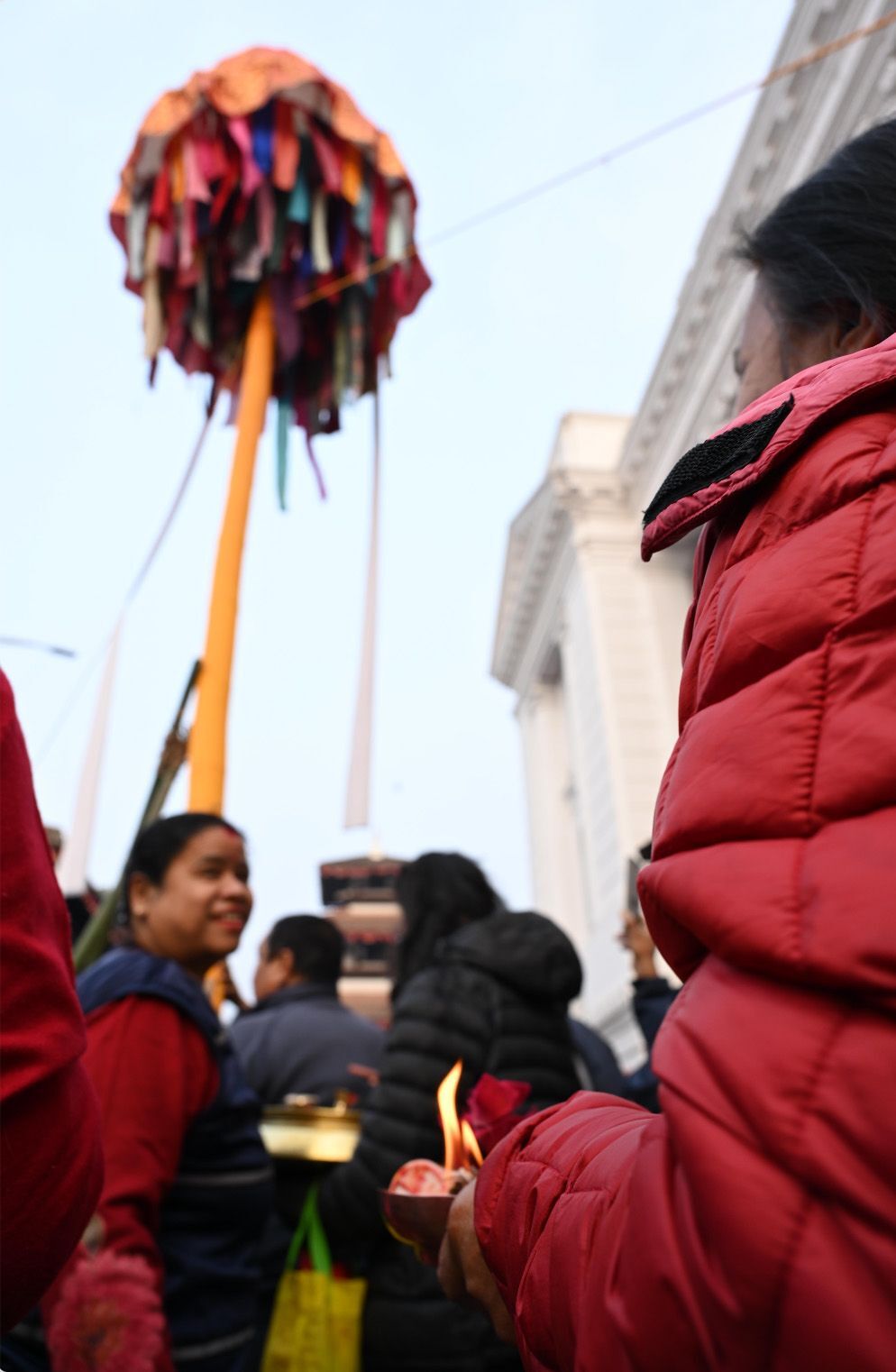 Holi Festival begins with ‘chir’ installation at Basantapur, Kathmandu