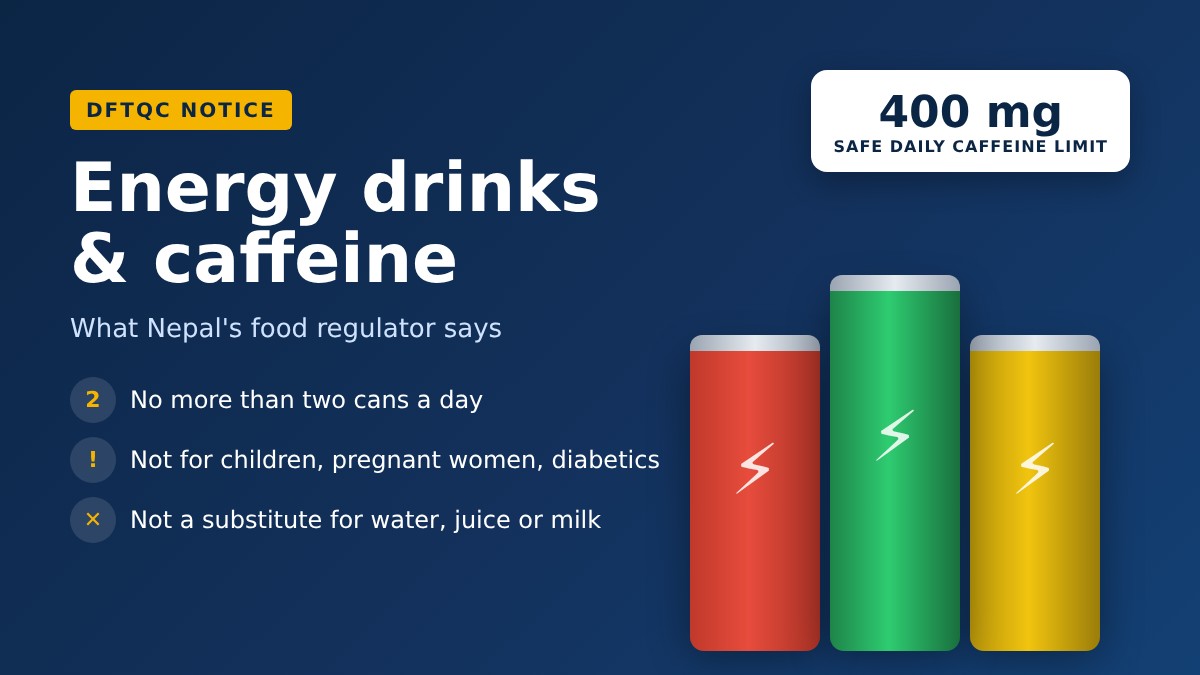 Energy drinks in Nepal: DFTQC advice on safe caffeine limit and two cans a day