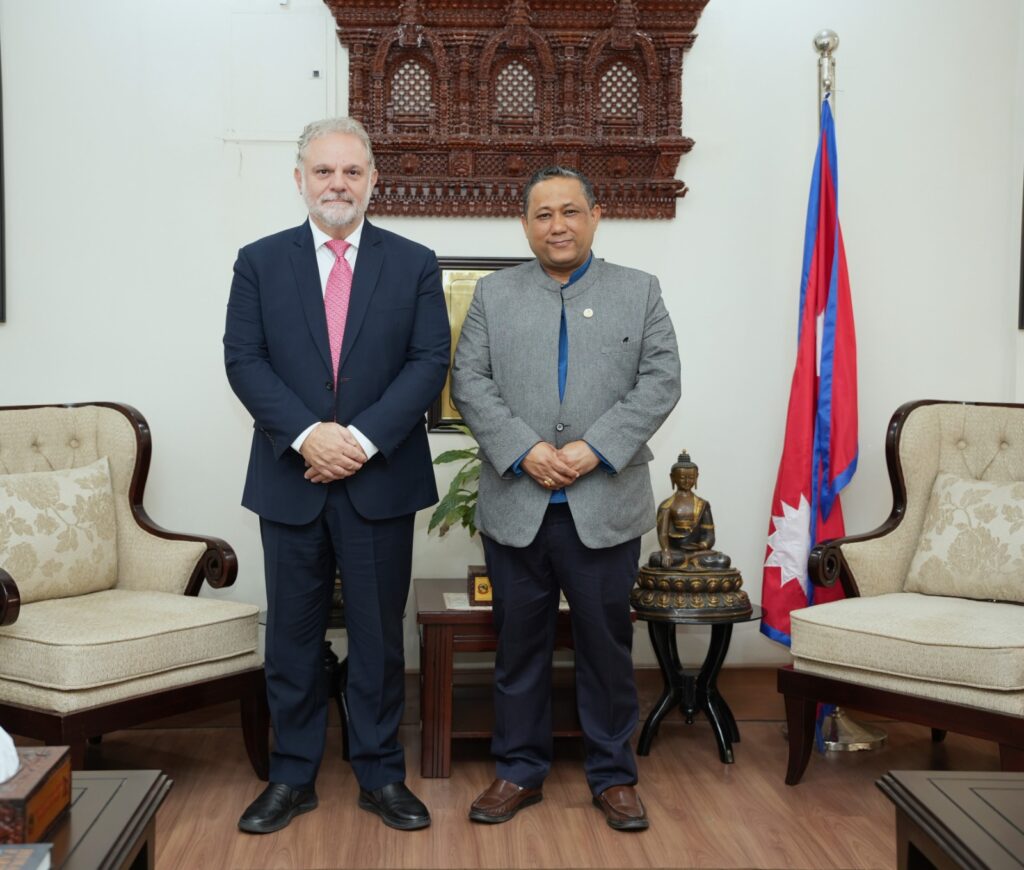 Nepal Cyprus relations: Foreign Minister Shishir Khanal with Cyprus non-resident Ambassador Evagoras Vryonides in Kathmandu