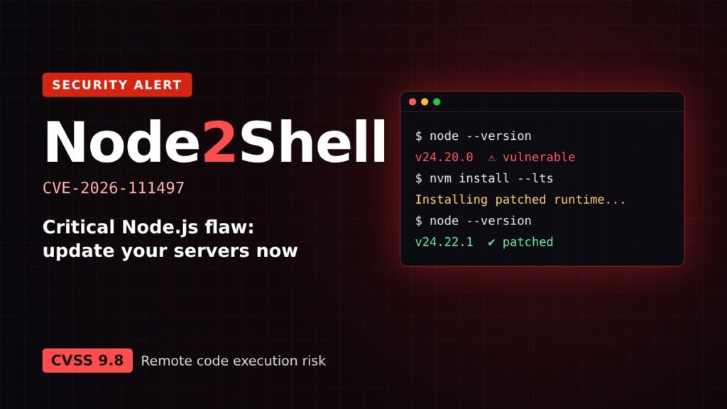 Node2Shell vulnerability CVE-2026-111497: critical Node.js security alert to update servers