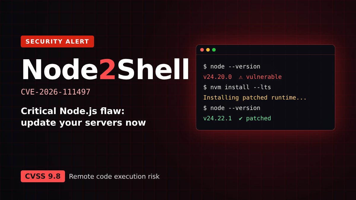 Node2Shell vulnerability CVE-2026-111497: critical Node.js security alert to update servers