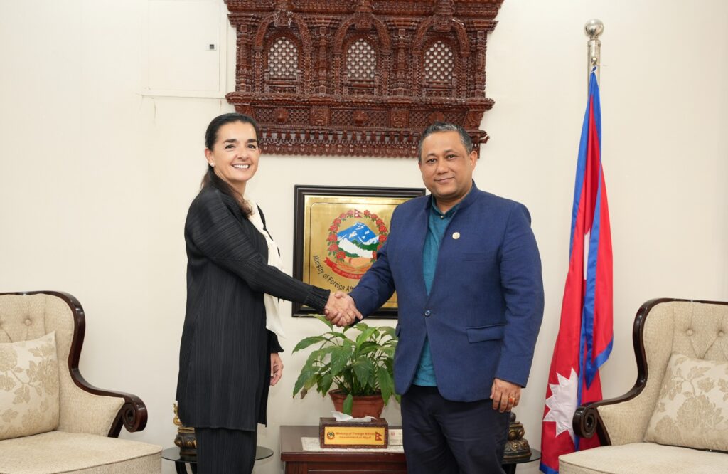 French Ambassador Françoise Puig-Inza meets FM Shishir Khanal