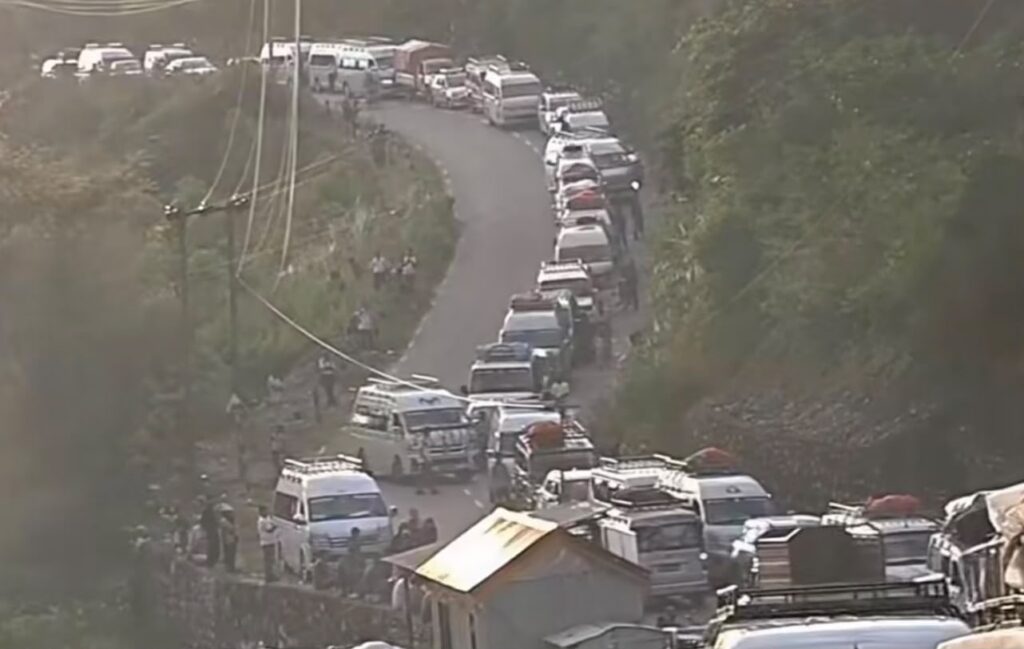 Heavy Traffic builds up on Dakshinkali–Pharping Route